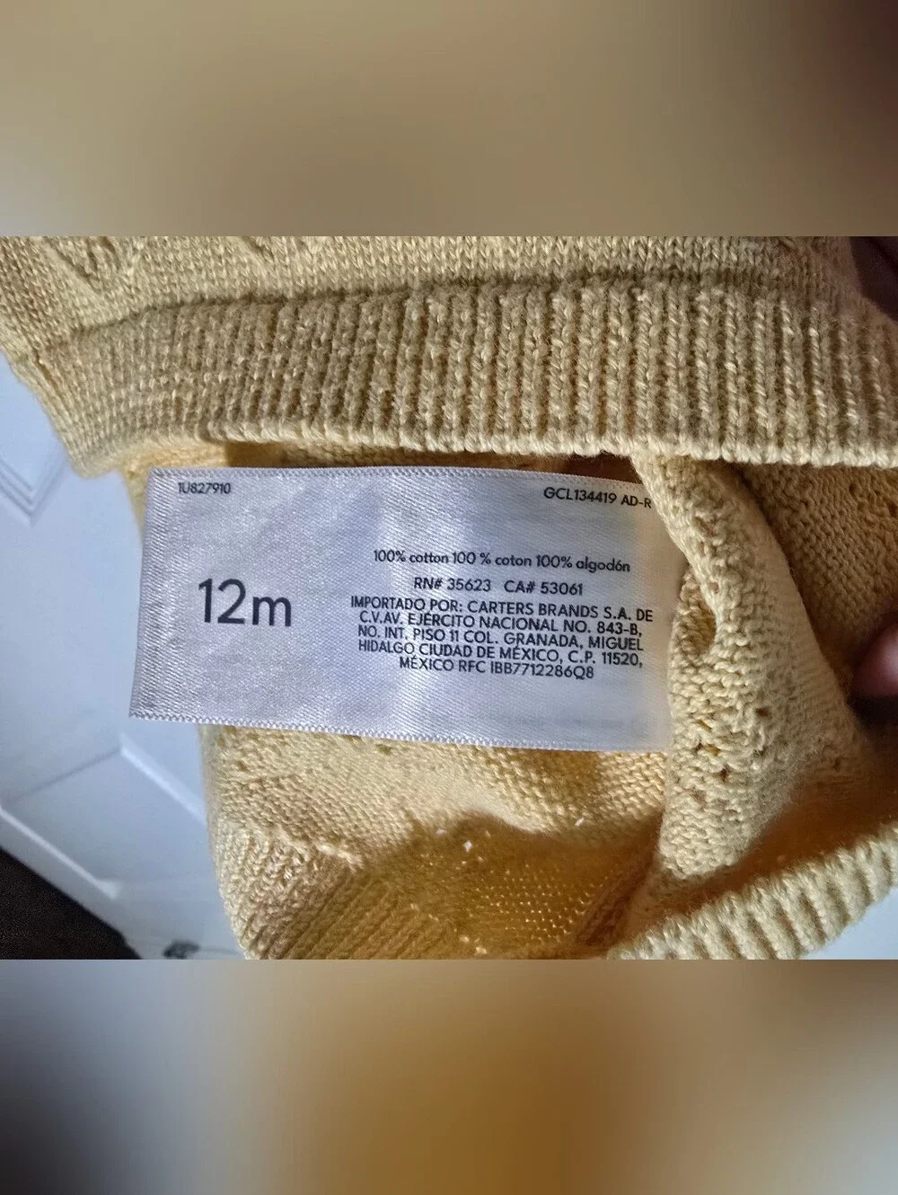 NWT Carter's Baby Girl Yellow Knit 2 Piece Set 12M